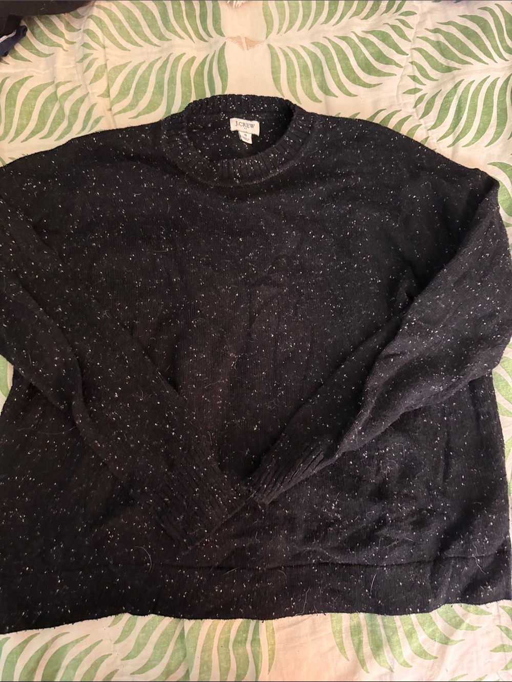J. Crew Black Speckled Crewneck Sweater